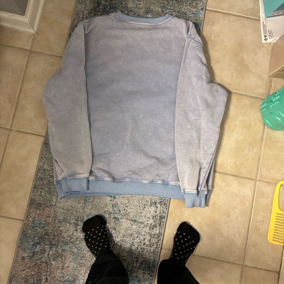 White Fox Boutique oversized Pastel Blue Angel Graphic Sweatshirt(NWOT) - Picture 10 of 11